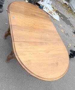Traditional Wooden Dining Table with Leaf Extension, Light Brown Finish