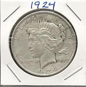 1924 Peace Dollar Coin, United States, Silver Composition
