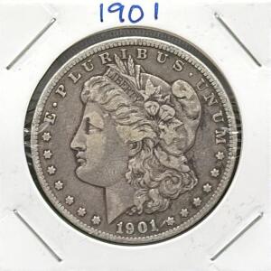 1901 Morgan Silver Dollar, USA, No Mint Mark, 90% Silver