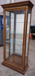Curio Display Cabinet with Glass Shelves and Oak Finish