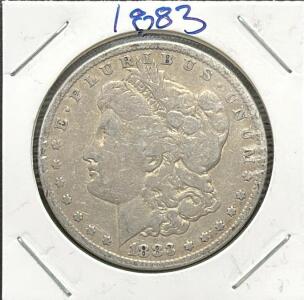 1883 Morgan Dollar, United States Coin, 90% Silver, No Mint Mark
