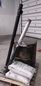 Pellet Stove with Vent Pipes and Wood Pellets, Electronic Control, Black Finish