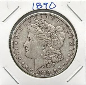 1890 Morgan Dollar, United States Mint, Philadelphia, 90% Silver, Designer George T. Morgan