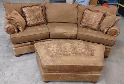 Mayo 75S Conv Sofa Set, Terracotta/Whiskey, 3-Seater, Includes Ottoman
