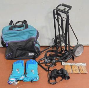 PFC-NewYork Adjustable Luggage Cart, HotFingers Ski Gloves, Bushnell Binoculars & More!