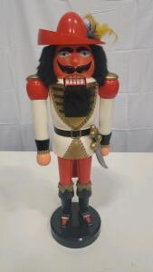 Traditional Wooden Nutcracker with Sword, Red Hat, 24 Inches Tall