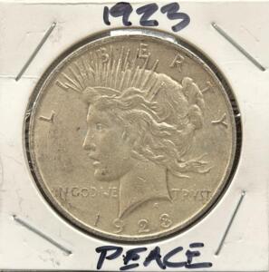 1923 Peace Dollar Coin, United States, No Mint Mark, 90% Silver