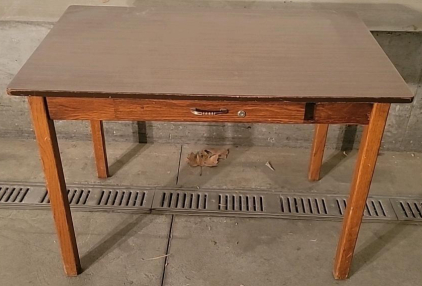 Wooden Table with Single Drawer, Approx. 36x24x30 inches, Brown