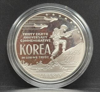1991 Korea 38th Anniversary Commemorative Coin, One Dollar, US Mint