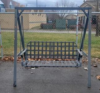 Metal Outdoor Patio Swing, 2-3 Seat Capacity, Dark Gray