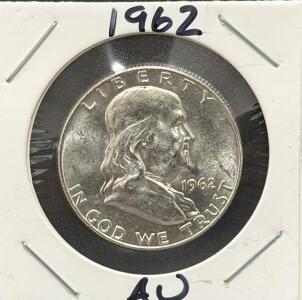 1962 Franklin Half Dollar, United States of America, 90% Silver