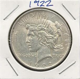 1922 Peace Dollar, United States Coin, Silver Composition