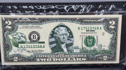 World Reserve Monetary Exchange- U.S. Idaho $2 Bank Note