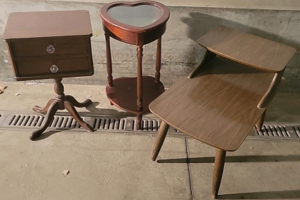 Mid-Century Modern Wooden Side Table, Brown, Two-Tier Design