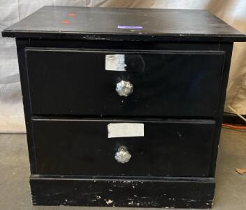 Small Black Dresser/ Endtable H 1&rsquo; 9&rdquo; W 2&rsquo; L 1&rsquo; 6&rdquo;