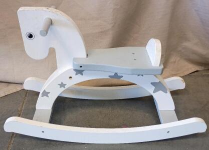 White Wooden Rocking Horse Designed for Children. 17"x26"x11"