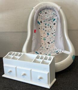 Fisher Price Baby Bathtub Including Bathroom Wooden Organizer With Drawers