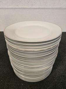 (25) Gold Single Ringed White Plates