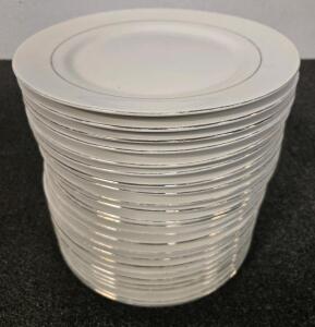 (24) Double Ringed Gold White Plates