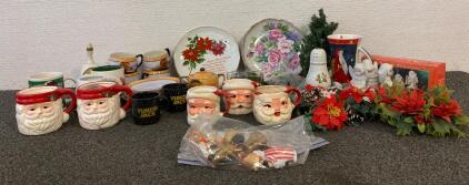 Chikaramachi Japanese Hand-Painted Lusterware Tea Set, Vintage Ceramic Santa Mugs, Porcelain Ornaments, And More