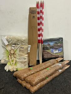 (10) Pcs Indoor Plant Support Stakes & (10) Pcs Outdoor Plant Support Stakes, Pool Cover, American Flags & More