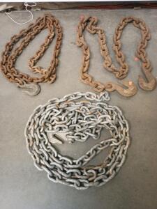15 Ft Vintage Hand-Forged Iron or Steel Logging Chain With Hooks. 20 Ft. High-Test Steel Lifting or Anchor Chain,