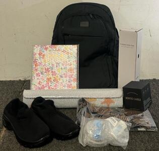 Laptop / Travel Backpack, Heated Desk Pad, Knee Brace, 40 Oz Tumbler Lids, Doormat, Women&rsquo;s Fuzzy Walking Shoes (No Size) & More