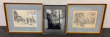 (1) &ldquo;Old Red Bank" And (1) &ldquo;Point Magu&rdquo; Framed Canvas By The Artist And Actor Lionel Barrymore