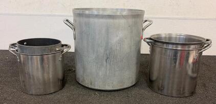 (1) Commercial Grade Aluminum Stock Pot And (5) Tall Pots