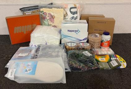 BRAND NEW PRODUCTS!! Including (1) 25 Pack Of Disposable Wood Floor Cleaning Pads, (1) Erosebrida Bed Sheets, (1) Box Of Disposable Napkins, And So Much More!!