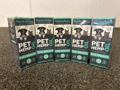 (5) Bottles Of Charlie and Buddy Pet Hemp Oil With Multivitamin (100% Organic)