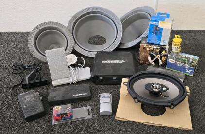 Assorted Personal Goods- Bike Tube, Disc Brake Pads *New*, Kanguru Mobile DVD Player, Jensen Car Speaker And More