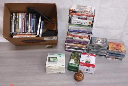 (1) Box Full of Assorted DVD Movies, (1) Box Full of Assorted CD Music Tracks/Albums, & More!