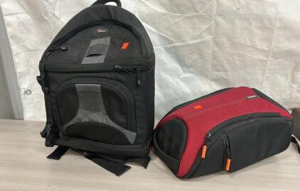 (1) Vanguard Oslo 47 Sling Camera Bag (1) Lowepro Slingshot 300 AW camera backpack