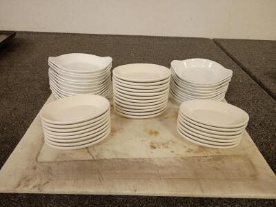 (27) Oval Saucer Plates (22) Round Saucer Plates (1) XL Cutting Board