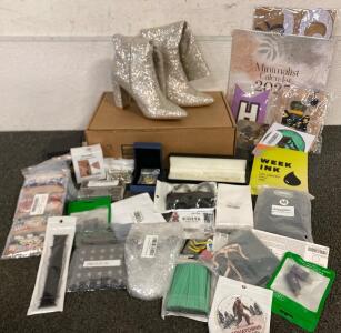 ALL NEW!!! Size 8 Womens Tall Bling Boots, Jewelry, Ear Pressure Tool, Party Decor, Stickers And More