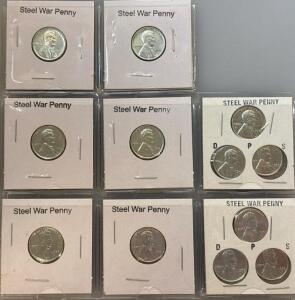 (12) 1943 Steel War Pennies