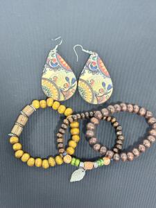 (3) Bracelets & (1) Pair Of Earrings