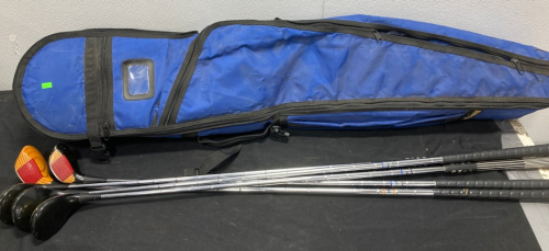 Set Of Ping Eye 2 Woods 1, 3, 4, 5, 7 Golf Clubs And (1) Gun Case