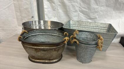 (4) Tin Storage Bin Decor