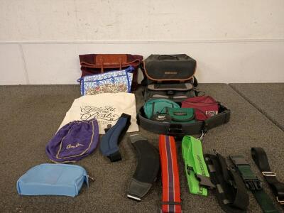 Mixed Lot of Handbags And Clutches (1) Utility Police Belt with Pistol Clip (7) Bag Straps