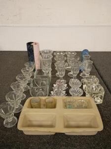 Fine China (12) Ice Cream Goblets (16)Candle Holders and (1) Vase