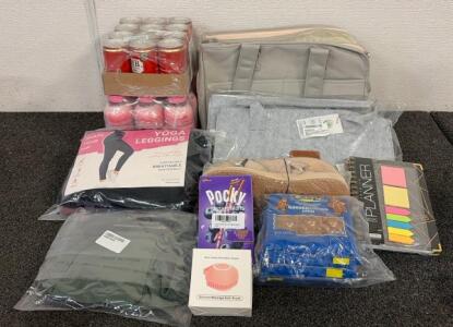 BRAND NEW PRODUCTS!! (1) Baby Diaper Caddy, (1) Dog Purse Carrier For Small Dogs, (1) 12 Pack Of Starbucks Pink Drink, And More!!