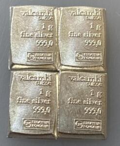 (4) Valcambi Suisse 1G 999.0 Fine Silver Bars