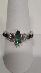 Mystic Rainbow Topas Marquis Cut Ring Size 10