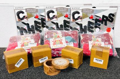3D Letter Kits, Xmas Stockings, and (4) Keepsake Wooden Boxes