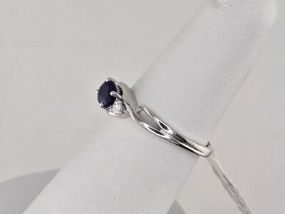 Sterling Silver Ring with Round Sapphire Gemstone