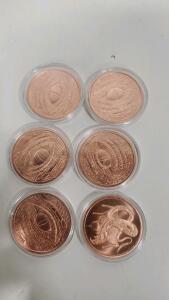 (8) Different World Of Dargons 1oz Copper Rounds