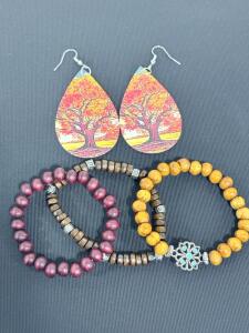 (3) Bracelets & (1) Pair Of Earrings