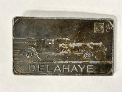 Vintage Delahaye Belt Buckle with Classic Car Design, Indian Metal Craft